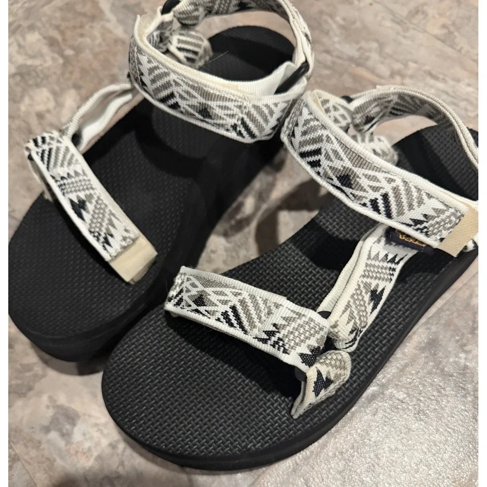 Teva Women's Black and White Geometric Strap Sandals